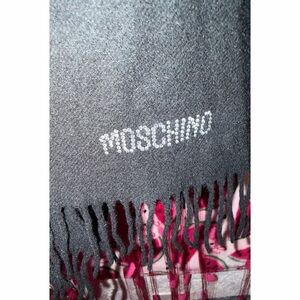 🖤 Moschino Wool Scarf with Rhinestone Logo